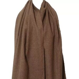 Moschino Brown Lambswool Fringe Wrap Scarf Crystal Embossed Logo Brand Italy